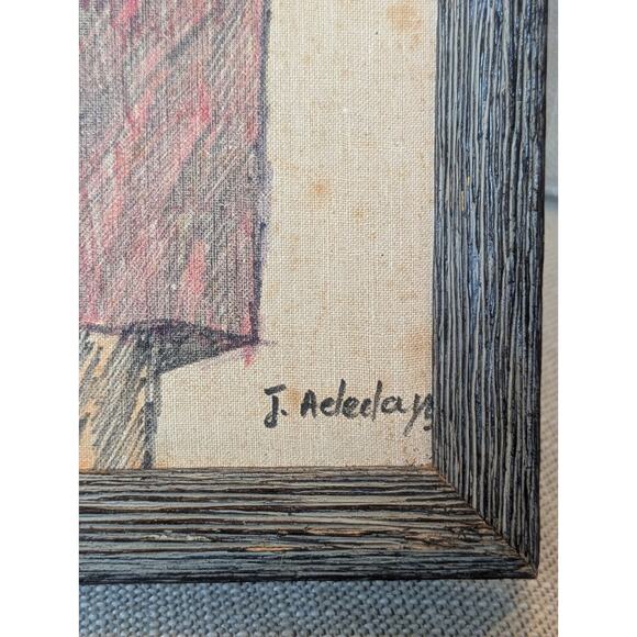 "Yoruba Music And Interpretation" Signed Folk Art Painting on Fabric Canvas - Picture 4 of 11